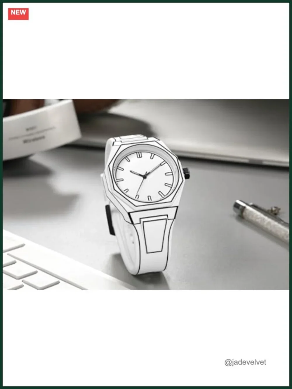GORBEN Creative Sketch Quartz Watch Sports Minimalist Analog Rubber Strap